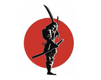 Samurai Machine Embroidery Design – 4 Sizes, Instant Download