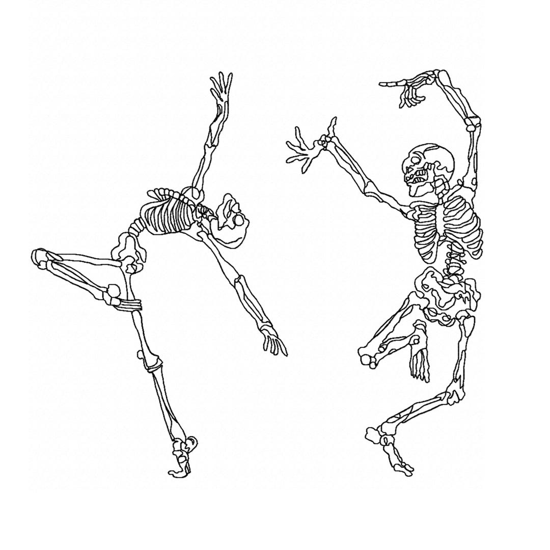 Skeleton Embroidery Design File, Skeletons Dancing One Line Embroidery ...