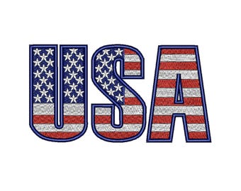 USA Flag Embroidery – 5 Sizes, Instant Download