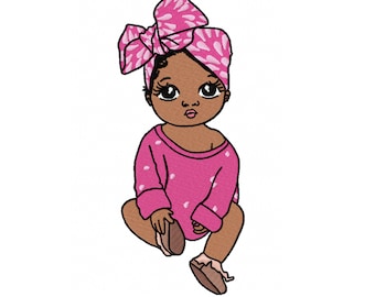 African Girl Machine Embroidery design, – 5 Sizes, Instant Download