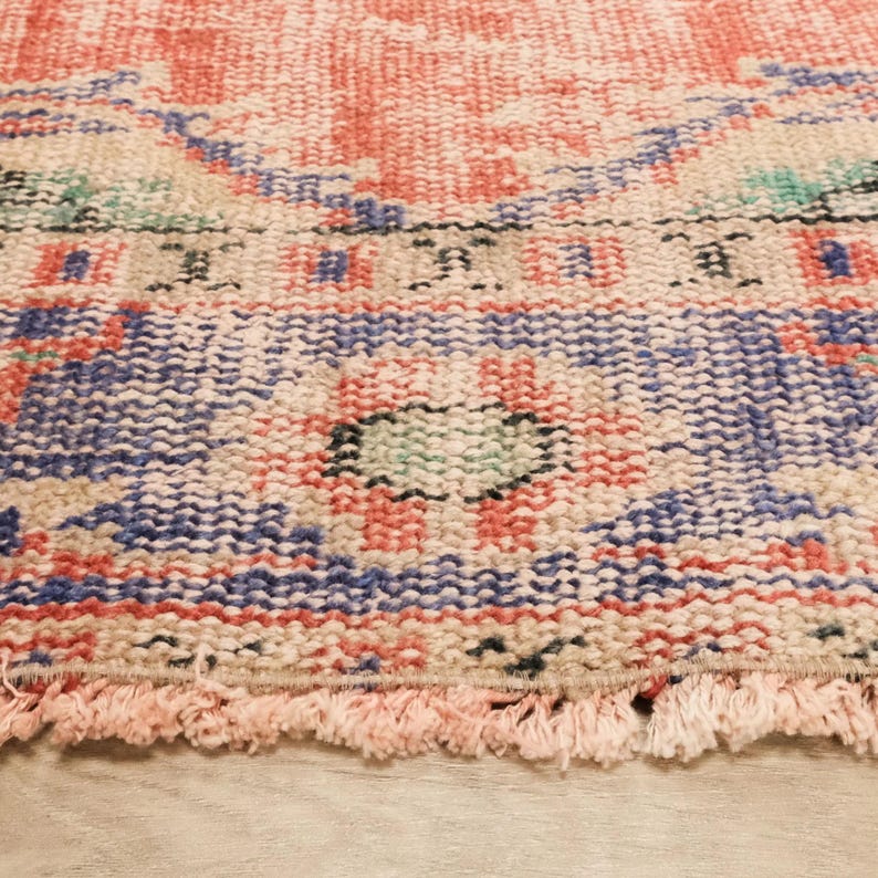 Vintage Patterned Handwoven Orange Carpet Etsy