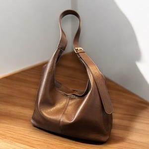 Sac à bandoulière en cuir, sac hobo marron, sac à main en cuir de tous les jours, sac fourre-tout souple pour femme, noir bordeaux vert gris bleu marine, sac en cuir élégant.