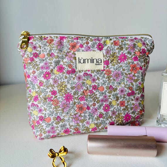 Handmade Makeup Bag: Liberty Fabric Floral Cosmetic & Toiletry Pouch, Travel bag