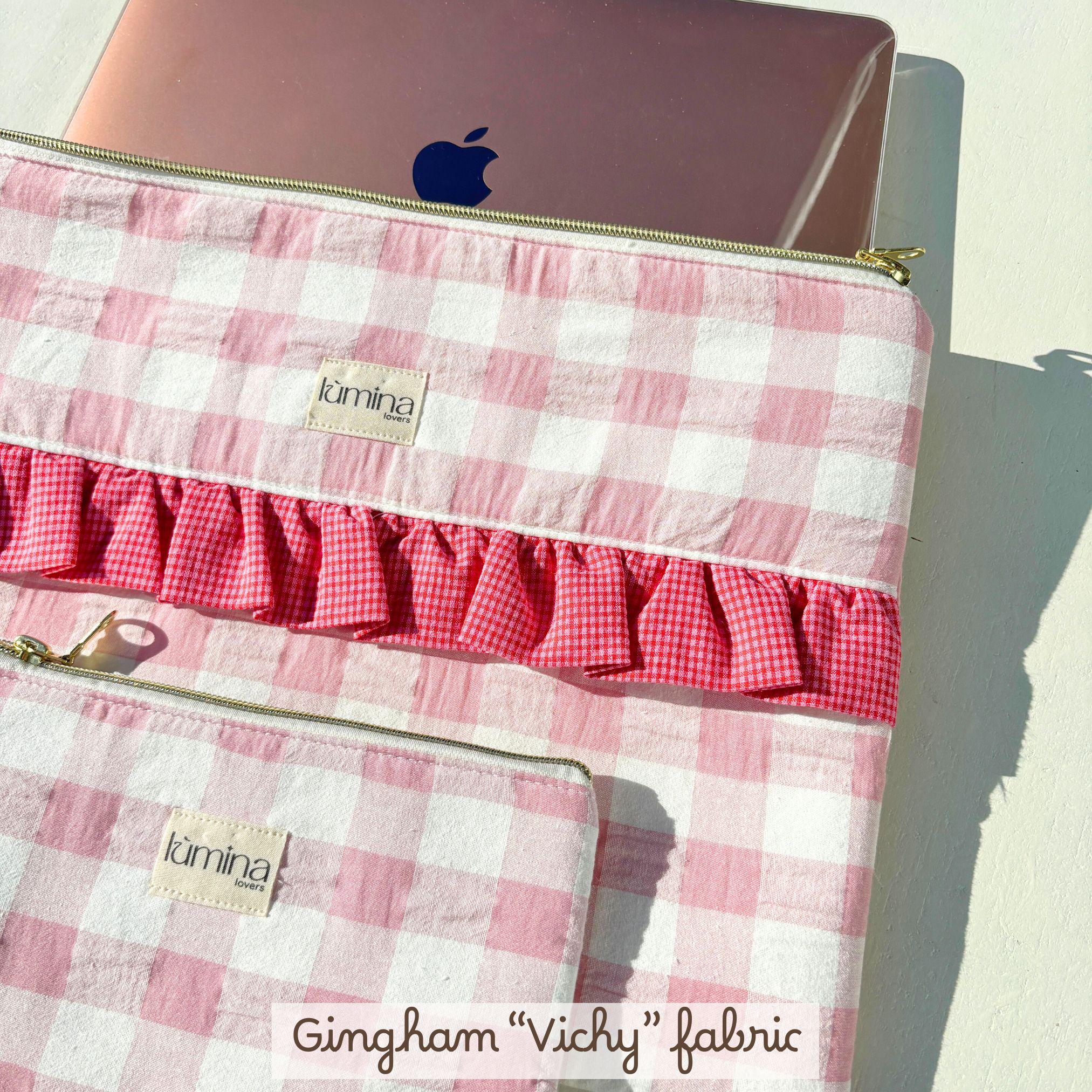 Pink Gingham Ruffle Laptop Sleeve, MacBook Dell Asus Lenovo Samsung ...