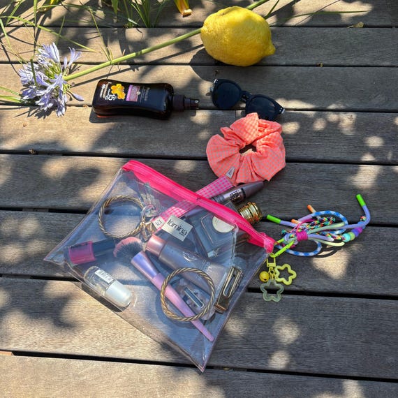 PVC Travel Pouch Transparent Flat Makeup Bag for Airport Security, TSA Toiletry Bag, Aesthetic Neon Pink Zipper Organizer, Cosmetic Bag - Etsy Israel PVC Travel Pouch Transparent Flat Makeup Bag for Airport Security, TSA Toiletry Bag, Aesthetic Neon Pink Zipper Organizer, Cosmetic Bag - Etsy Israel