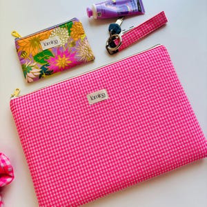 Pink Neon Macbook Hülle Gingham Laptop Hülle 11"13"14"15"16"Zoll Pc Case iPad Tablet Tasche Kabel Etui Vichy Gepolsterte Hülle Geschenk für Sie