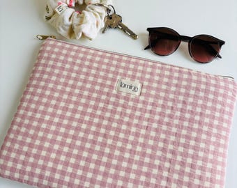 Laptophülle, rosa Vichykaro, Macbook 11"13"14"15"16"", Computertasche, Computerhülle, Computerhülle, Computerhülle, Computerhülle, Kabelbeutel, Rosa Schutzhülle."