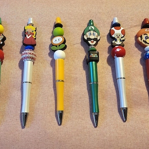 Customized, Hand Beaded Pens - Super Mario Bros.
