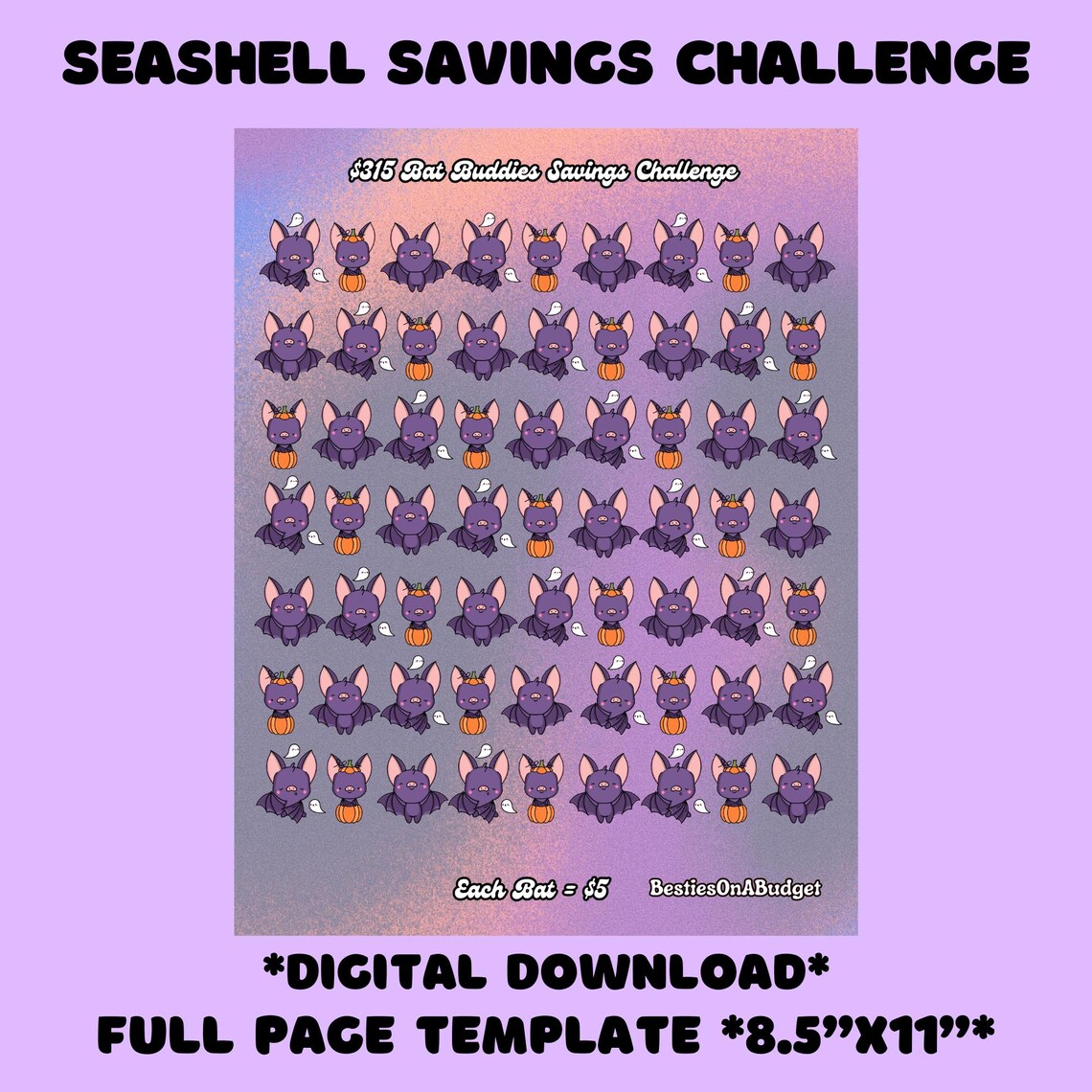 Bat Buddies Savings Challenge, Halloween Savings Challenge, Savings ...