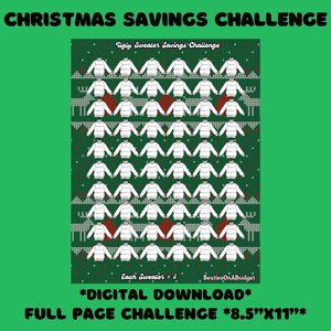 Ugly Christmas sweater savings challenge, holiday money saving tracker, christmas savings, budget planning, christmas gift savings challenge