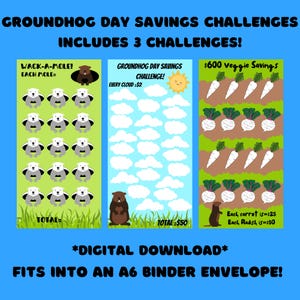 Ground hog Day savings challenge, savings challenge, savings tracker printable, budget planning, christmas gift savings challenge