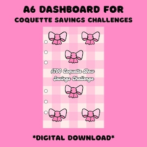 Coquette Spares Challenge Dashboard, A6 Dashboard, A6 Dashboard, A6 Bareinlagen, Ersparnisse mit geringem Einkommen, Cash Füllung Einsatz