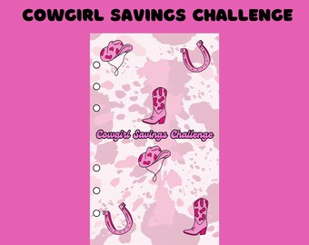 Pannello di controllo dei risparmi della cowgirl, pannello di controllo del budget a tema cowgirl, pannello di controllo dei risparmi della cowgirl rosa stampabile, pannello di controllo del budget A6