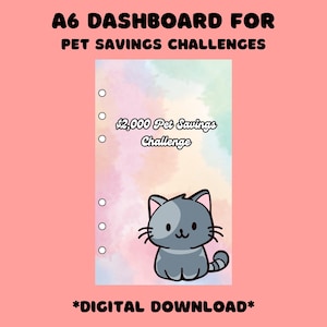 Dashboard für die Katzenspar-Challenge, das A6-Dashboard, das A6-Dashboard, die A6-Geldeinlagen, Ersparnisse mit geringem Einkommen, die Cash-Filling-Einlage