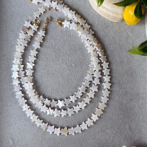 Mother of Pearl Star Necklace - Dainty Shell Star Choker - Celestial Boho Jewelry