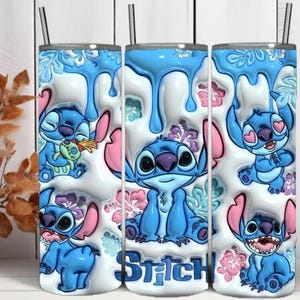 3D Aufgeblasener Stitch Tumbler Design PNG, 3D Stitch Tumbler Wraps 20oz Skinny Sublimation Digitale Downloads 3D Puffy Stitch Design Sublimation