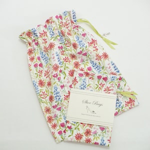 Floral Cotton Shoe Bags, Wildflowers, Travel, Drawstring, Storage, Set of 2