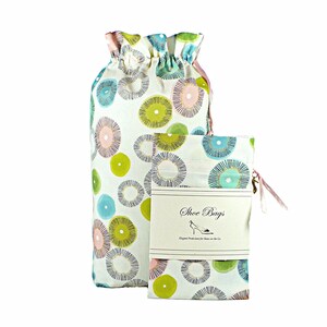 Shoe Bags, travel shoe bag, Circles, Dots, Pink, Aqua, Lime, shoe storage, drawstring bags, set of 2 bags, Lingerie, Sale