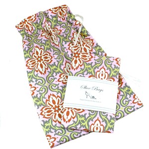Shoe Bags, Pink, Gray, Cotton, Travel Organizer, Set of 2