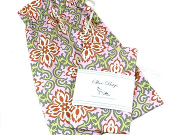Shoe Bags, Pink, Gray, Cotton, Travel Organizer, Set of 2