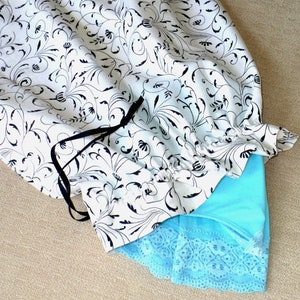 Laundry Bag, Travel, Black and Off-White, drawstring bag, lingerie bag,