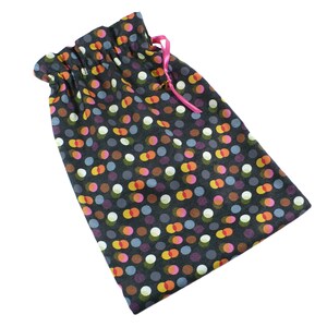 Shoe Bags, Charcoal, multi color dots, travel, organize, shoe storage, set of 2, cotton, Last One image 4