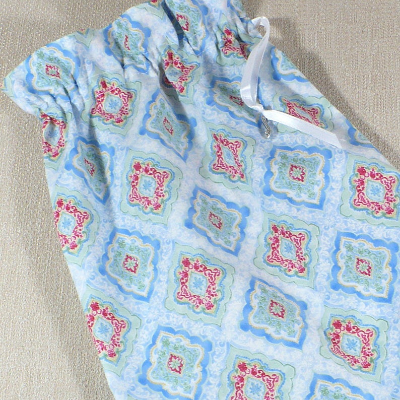 Sacs à chaussures, Médaillon bleu, Sacs à chaussures de voyage, sacs à cordon, Ensemble de 2, coton, VENTE image 2