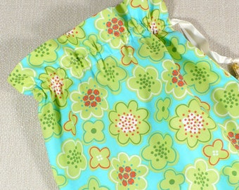 Retro floral shoe bags, Modern, Turquoise, Lime, Travel shoe bags, Set of 2, Lingerie, Shoe Storage