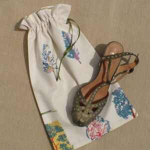 Shoe bag for travel, Trees, Nature, Blue, Sage, Off white, Set of 2, Linen look, Storage bag, Drawstring bags image 4