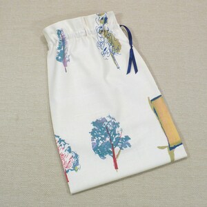 Shoe bag for travel, Trees, Nature, Blue, Sage, Off white, Set of 2, Linen look, Storage bag, Drawstring bags