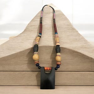 African Wooden Bead Necklace - Etsy