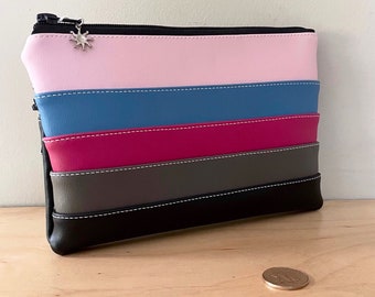 Vegan Leather Stripy Clutch in Winter Colour Palette