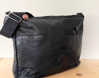 Chaos and Creation Messenger Box Bag Made from Upcycled Leather