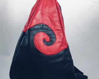 Chaos and Creation Sling/Chest Bag Made from Upcycled Leather