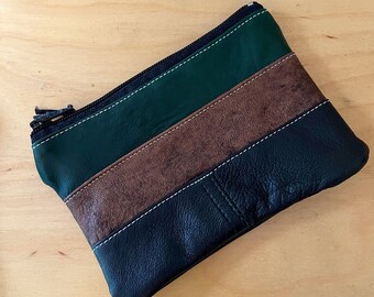 Stripy Pouch made from Upcycled Leather
