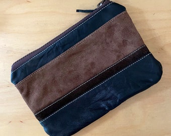 Stripy Pouch made from Upcycled Leather