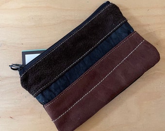 Stripy Pouch made from Upcycled Leather