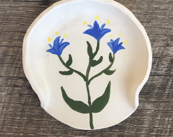 Handmade Spoon Rest / Unique Spoon Rest / Hand-Painted Glazed Design Spoon Rest / Handmade Pottery Spoon Rest