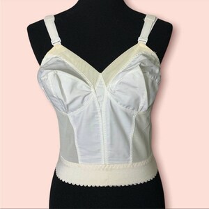Vintage New Exquisite Form Floral Cami Strap Full Support Wireless Bra  White 36D 