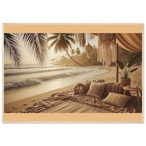 Sunrise Getaway Boho Chic Style gerahmtes Poster - Verträumte Ocean Escape Art