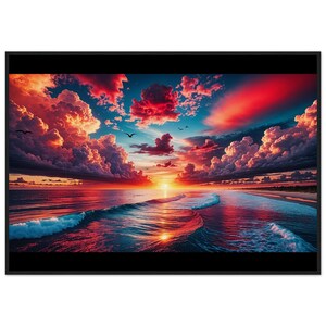 Poster tramonto sulla spiaggia / Splendida vista sull'oceano / Pronto da appendere per la casa