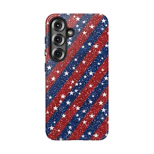 Patriotic Phone Case - Tough Cases with Red, White & Blue Stars - USA Pride, 4th of July, Memorial Day, Gifts for Her