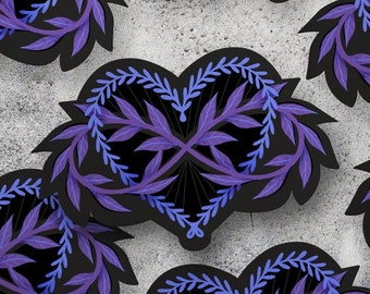 3" Die Cut Decal, Polyamory Heart Logo, Polycule Gift, Abstract Floral Art, Moody Colors, Vinyl Sticker, Laptop Decal, Free Shipping