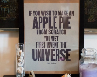 Carl Sagan - Apple Pie - Third Edition Letterpress Poster - Cosmos - Science - Space - Astronomy