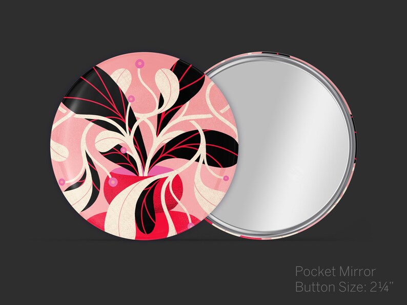 Download Handheld Purse Mirror 2 25 Pocket Mirror Or Magnetic Bottle Opener Pink Red Potted Plant Art Valentines Day Gift For Plant Lover Accessories Pins Pinback Buttons Valresa Com
