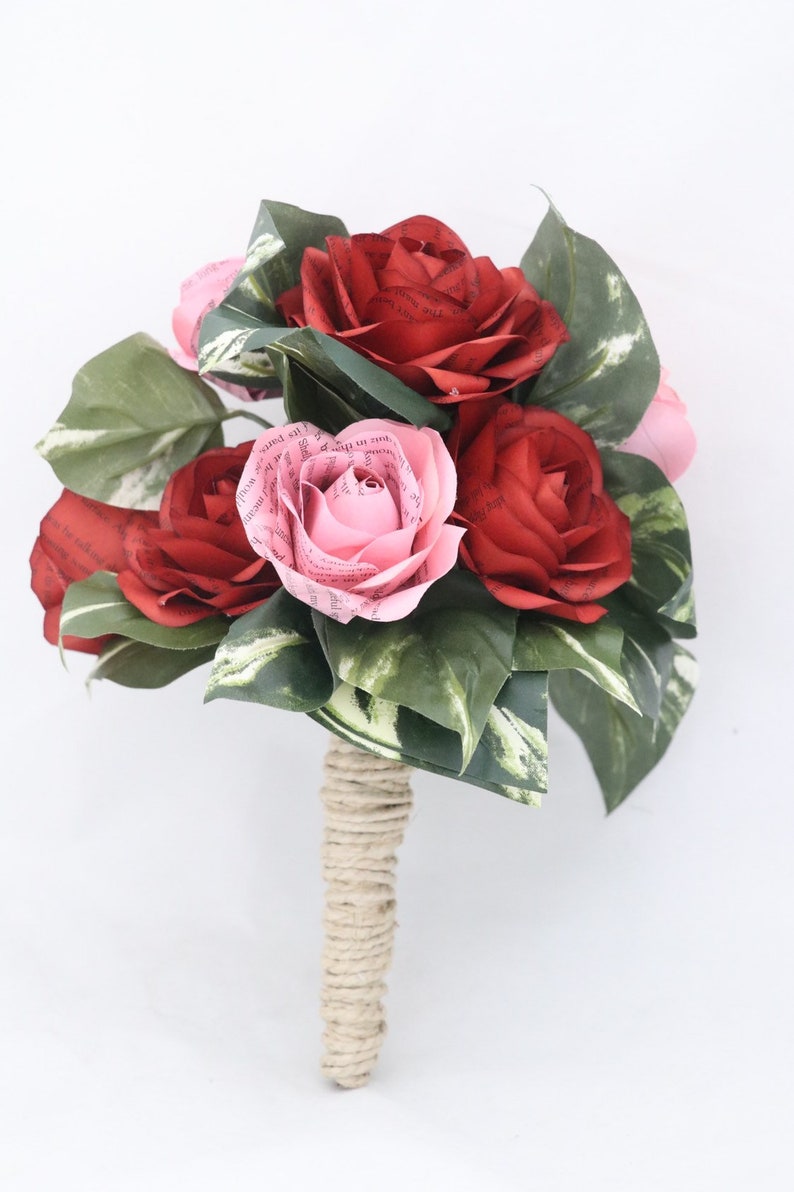 Emma Rose Paper Bouquet Book Bouquet Book Flowers Paper Bouquet Wedding Bouquet Any Color Of Your Choice