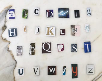 200 Recycled Alphabet Letter Cutouts, Junk Journal Collage Scrapbooking Supplies