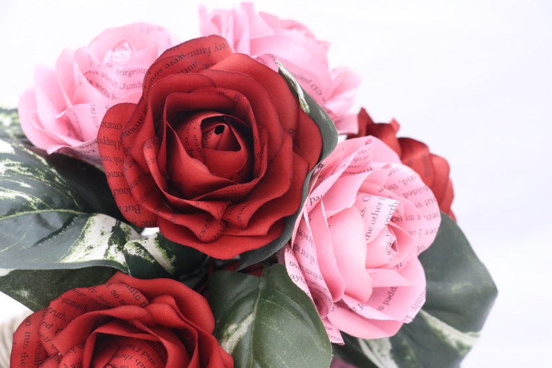 Emma Rose Paper Bouquet Book Bouquet Book Flowers Paper Bouquet Wedding Bouquet Any Color Of Your Choice