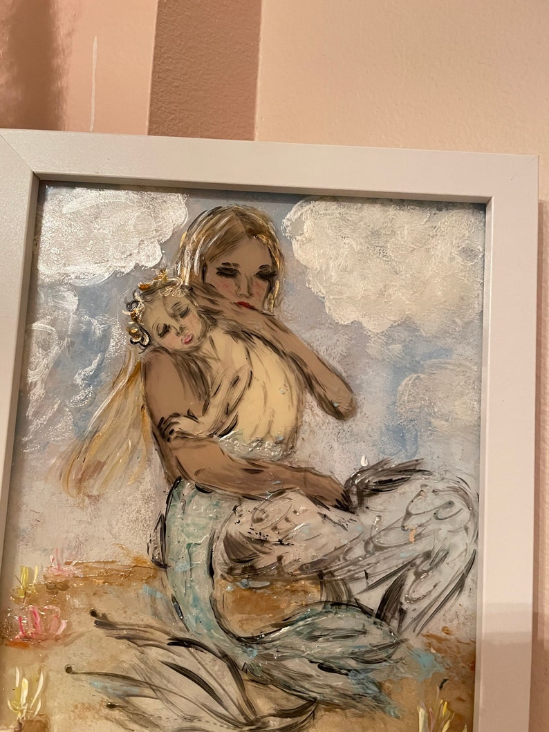 Bliss the Vain Mermaid Art Mermaid Painting Glass Frame Wall Etsy