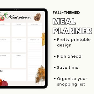 Printable Meal Planner, meal tracker, grocery list, instant download pdf, weekly meal planner template, meal planner prep digital, tracker